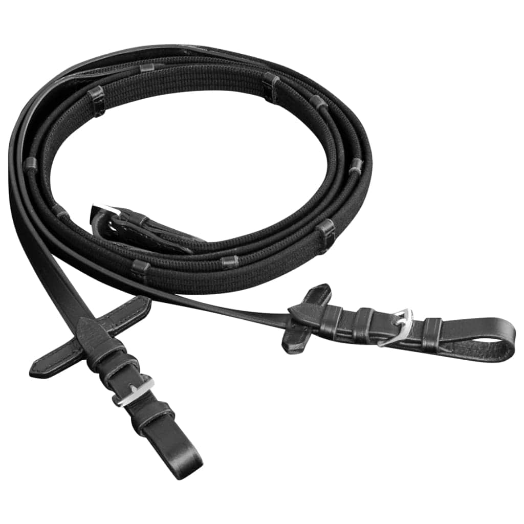 Leather Flash Bridle with Reins and Bit Black Pony