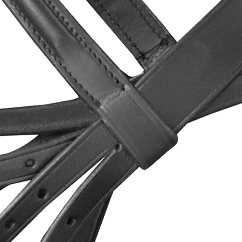 Leather Flash Bridle with Reins and Bit Black Pony