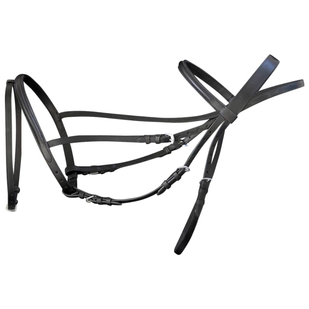Leather Flash Bridle with Reins and Bit Black Pony