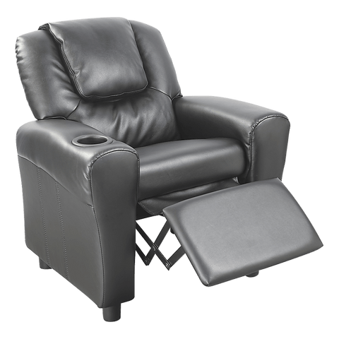 Pu Leather Kids Recliner With Drink Holder