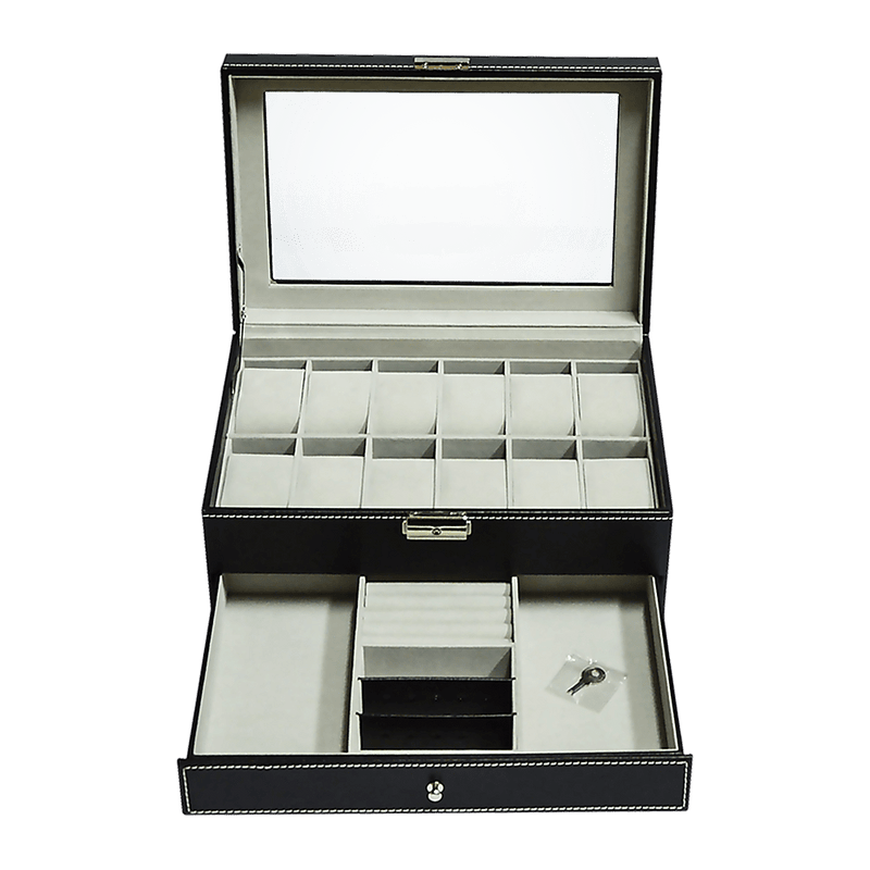 Leather Watch Display Case With Lock & Key