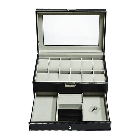 Leather Watch Display Case With Lock & Key