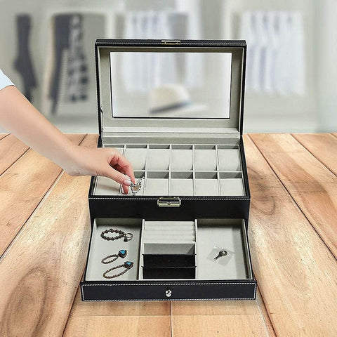 Leather Watch Display Case With Lock & Key