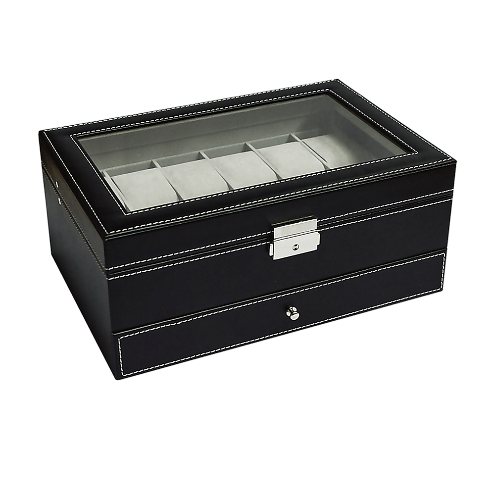 Leather Watch Display Case With Lock & Key