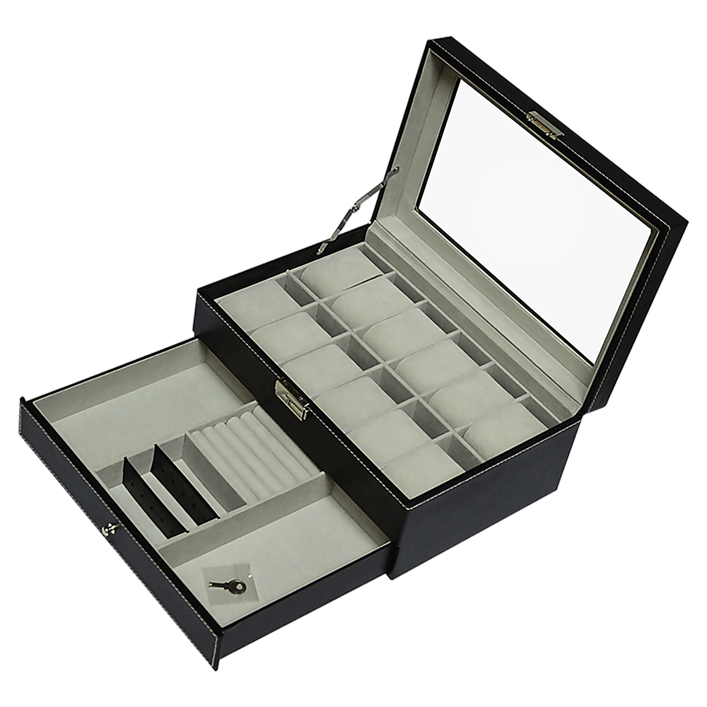 Leather Watch Display Case With Lock & Key