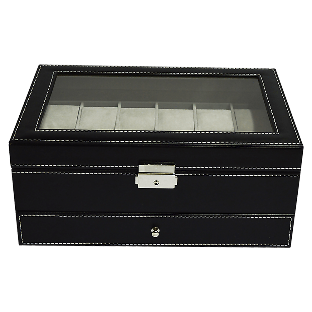 Leather Watch Display Case With Lock & Key