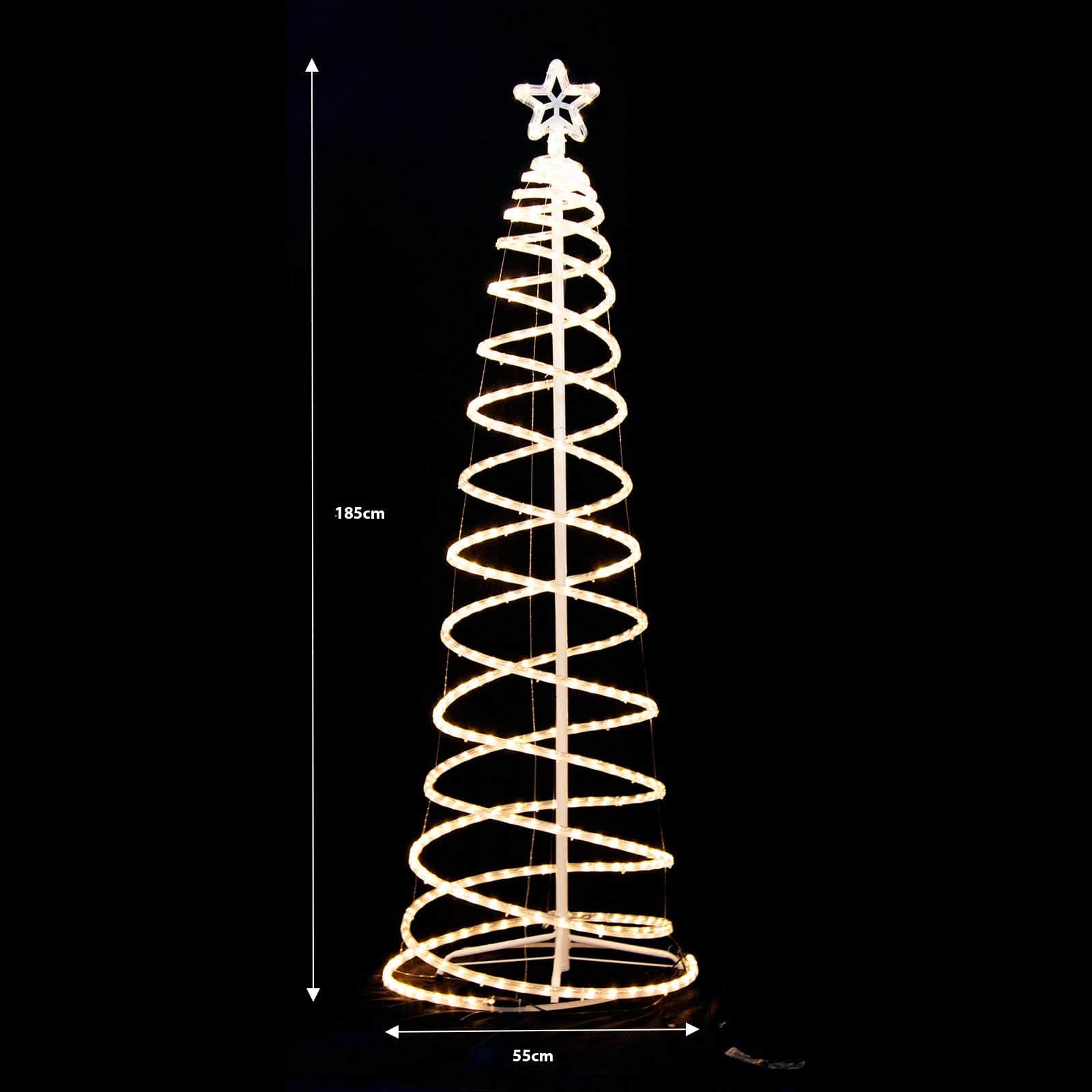 Led 185cm Spiral Rope Light Christmas Tree Star Motif Warm White