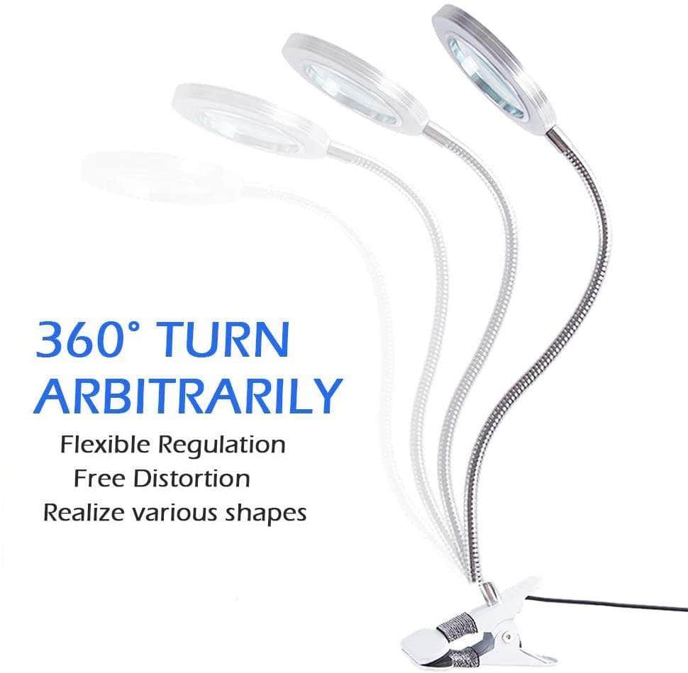Led 8X Magnifying Lamp With Flexible Gooseneck