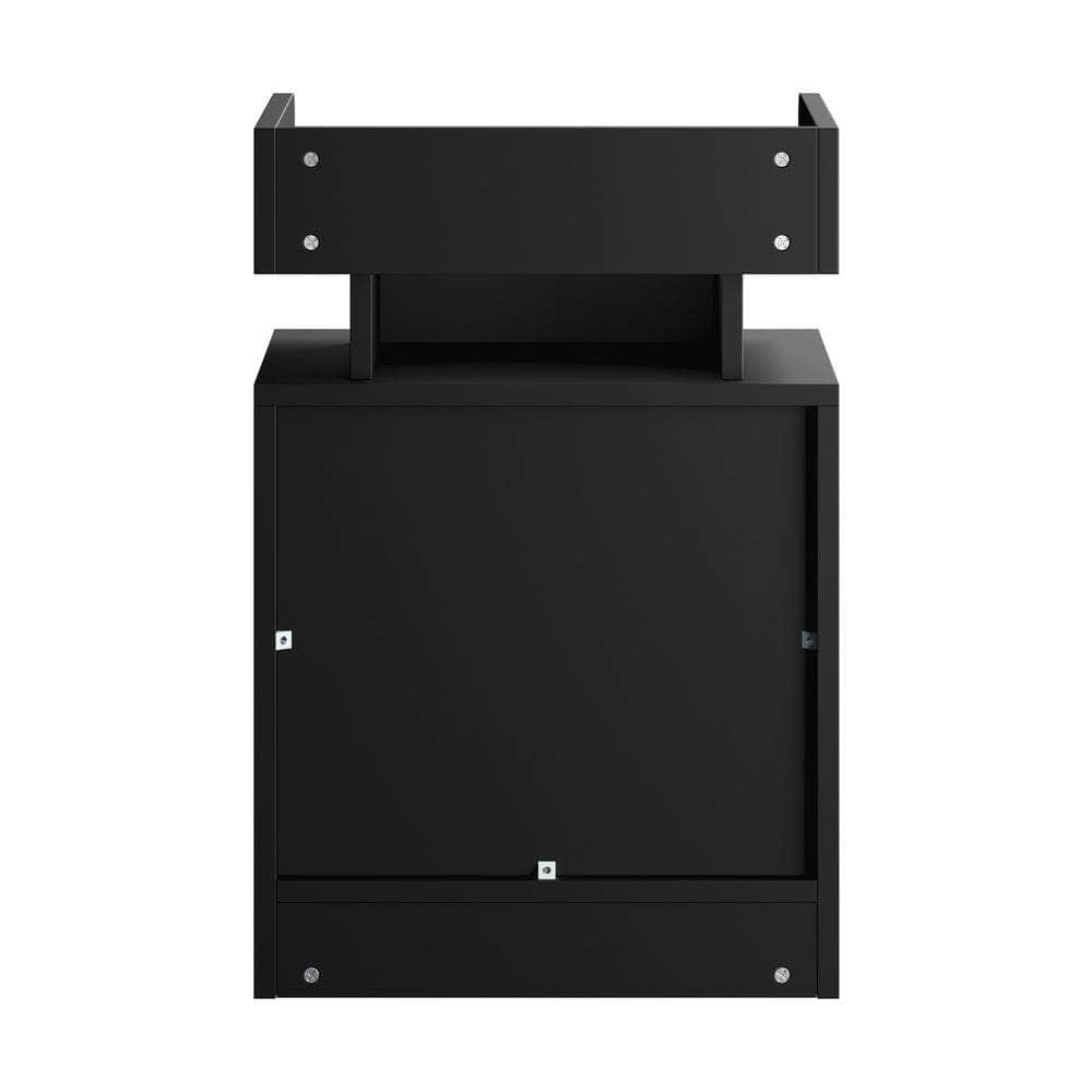 LED Bedside Table USB Charging Station Brown/Black/White