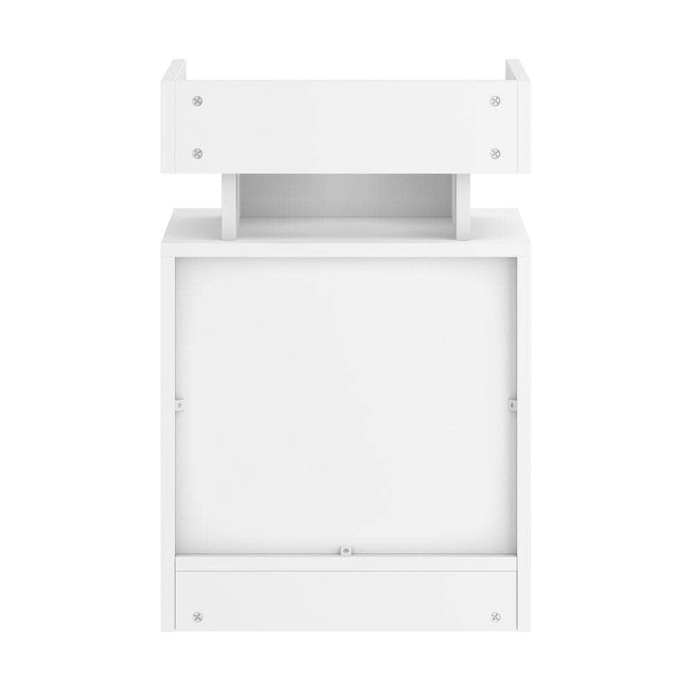 LED Bedside Table USB Charging Station Brown/Black/White