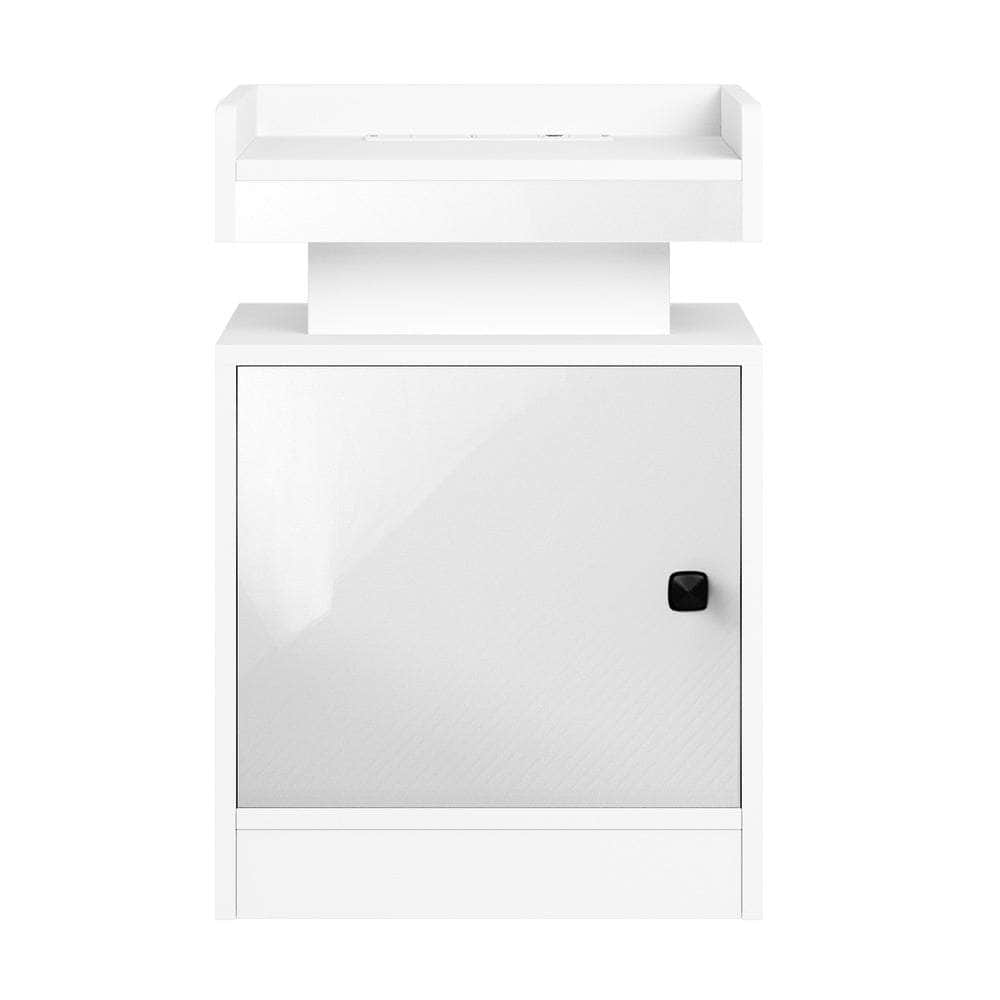 LED Bedside Table USB Charging Station Brown/Black/White