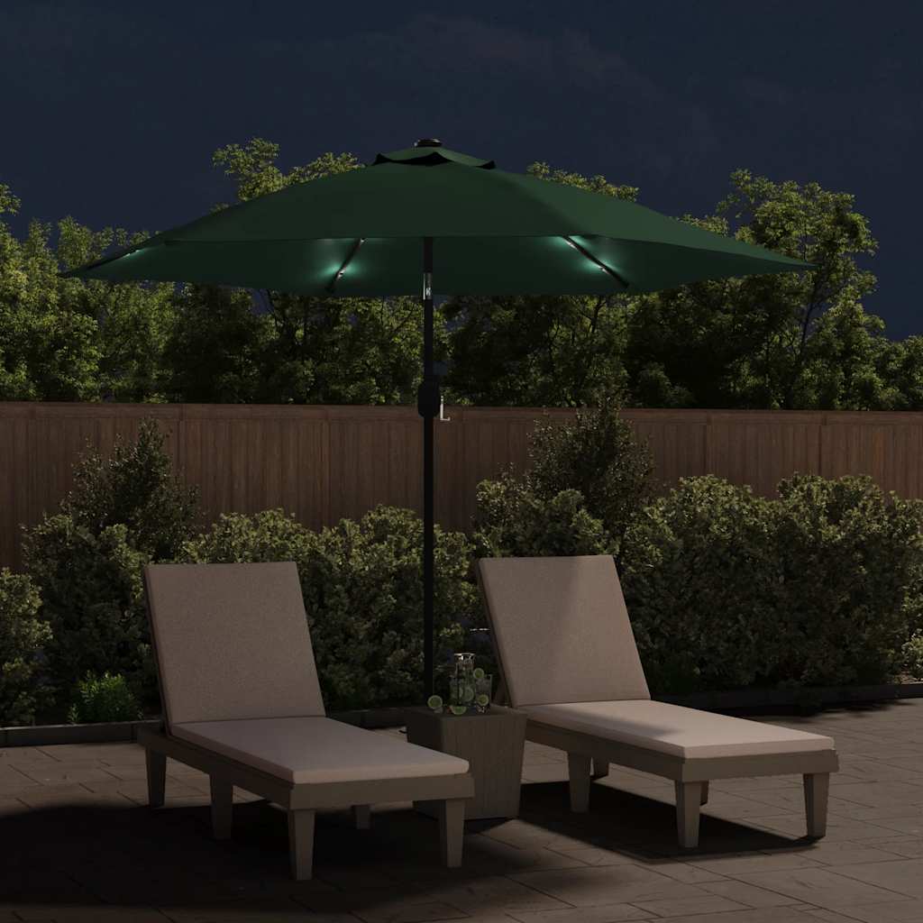 LED Cantilever Umbrella 3 m Green - Simple deals