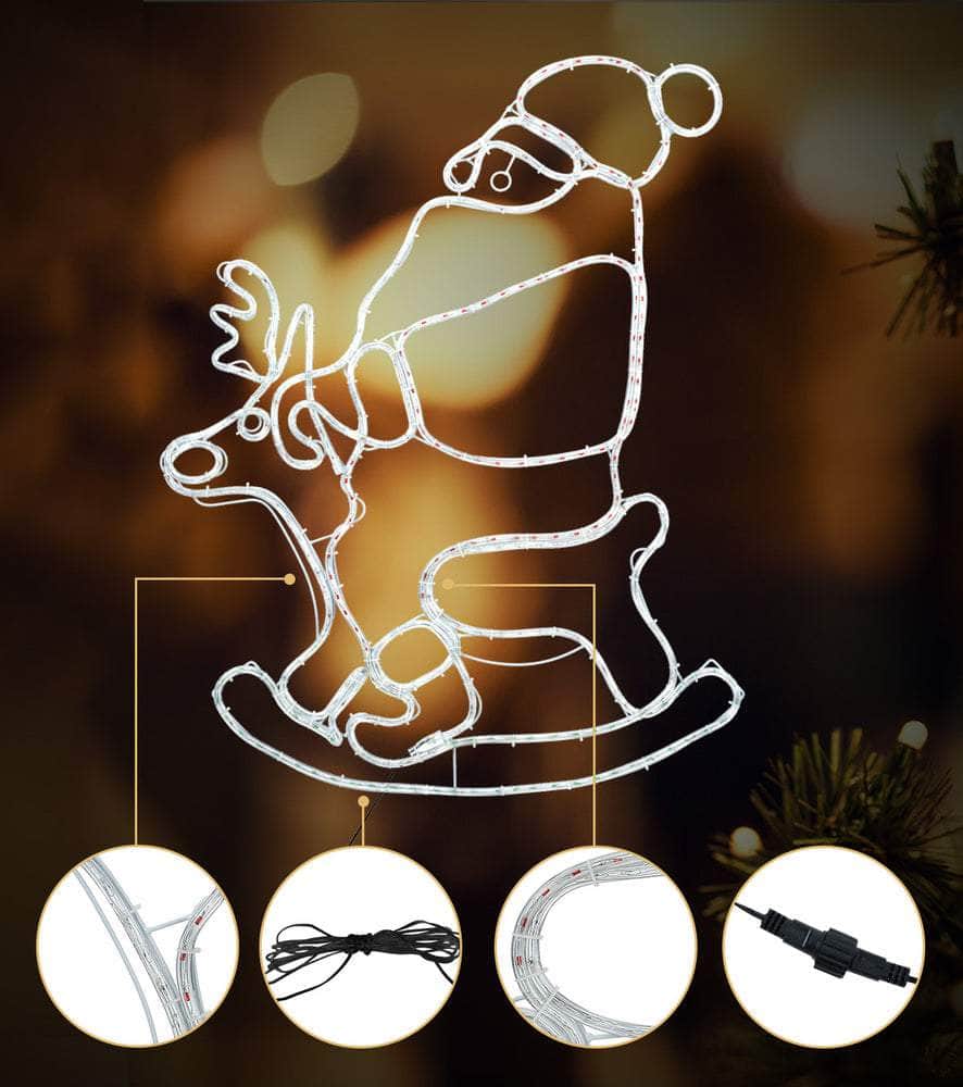 LED Christmas Rope Light Motif Santa Claus Holiday Decoration Indoor Outdoor