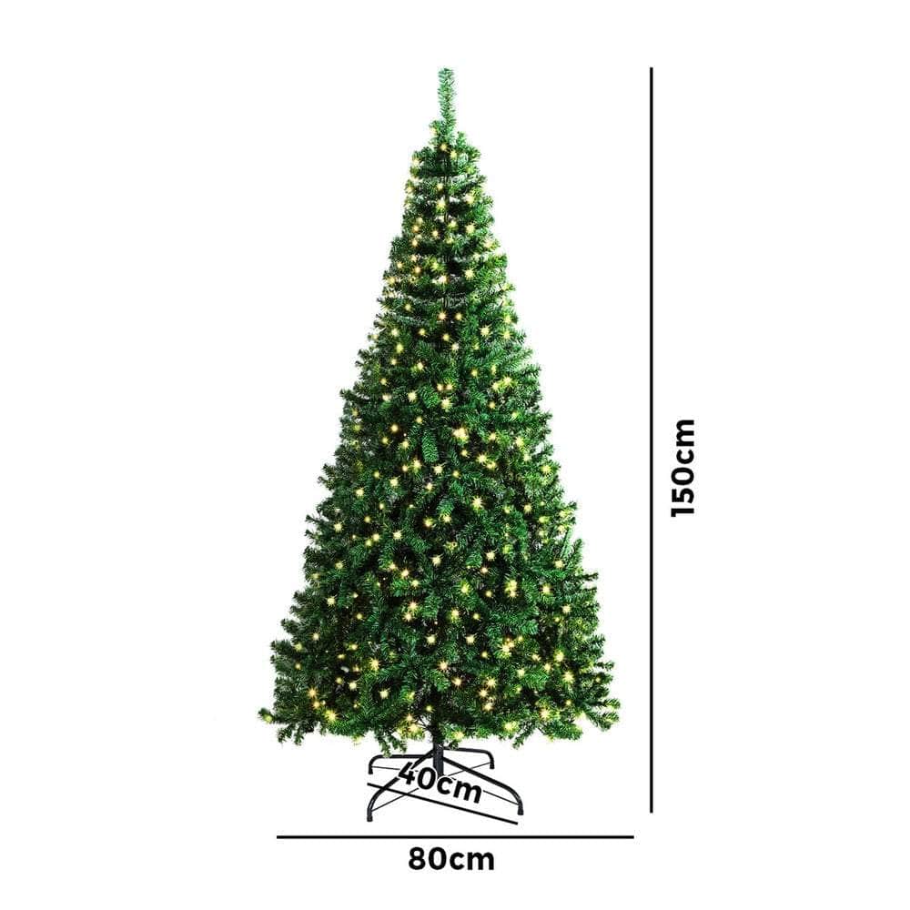 LED Christmas Tree 1.5M & 2.7 5FT Green 445 Tips Fibre Optic Lights Holiday