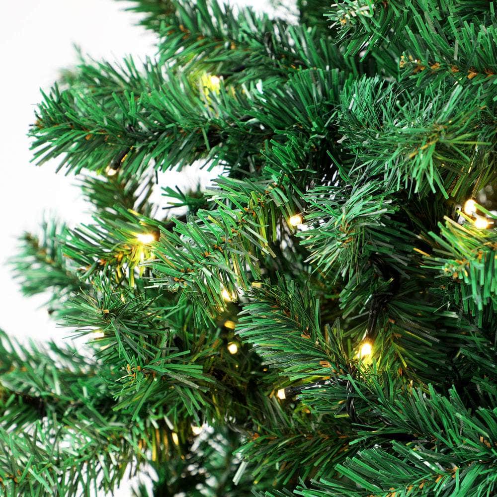 LED Christmas Tree 1.8M 6FT 7FT & 8FT with Rattan Skirt Warm Light Green Xmas Decor