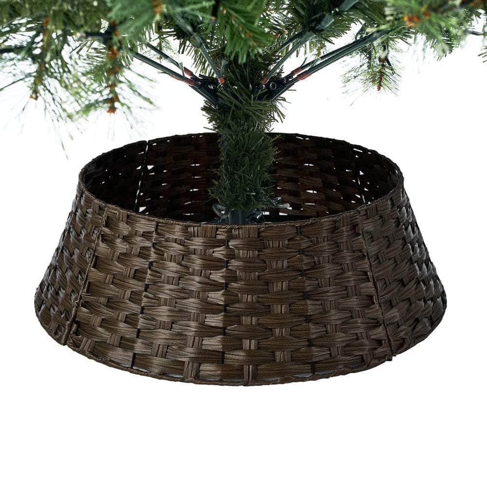 LED Christmas Tree 1.8M 6FT 7FT & 8FT with Rattan Skirt Warm Light Green Xmas Decor
