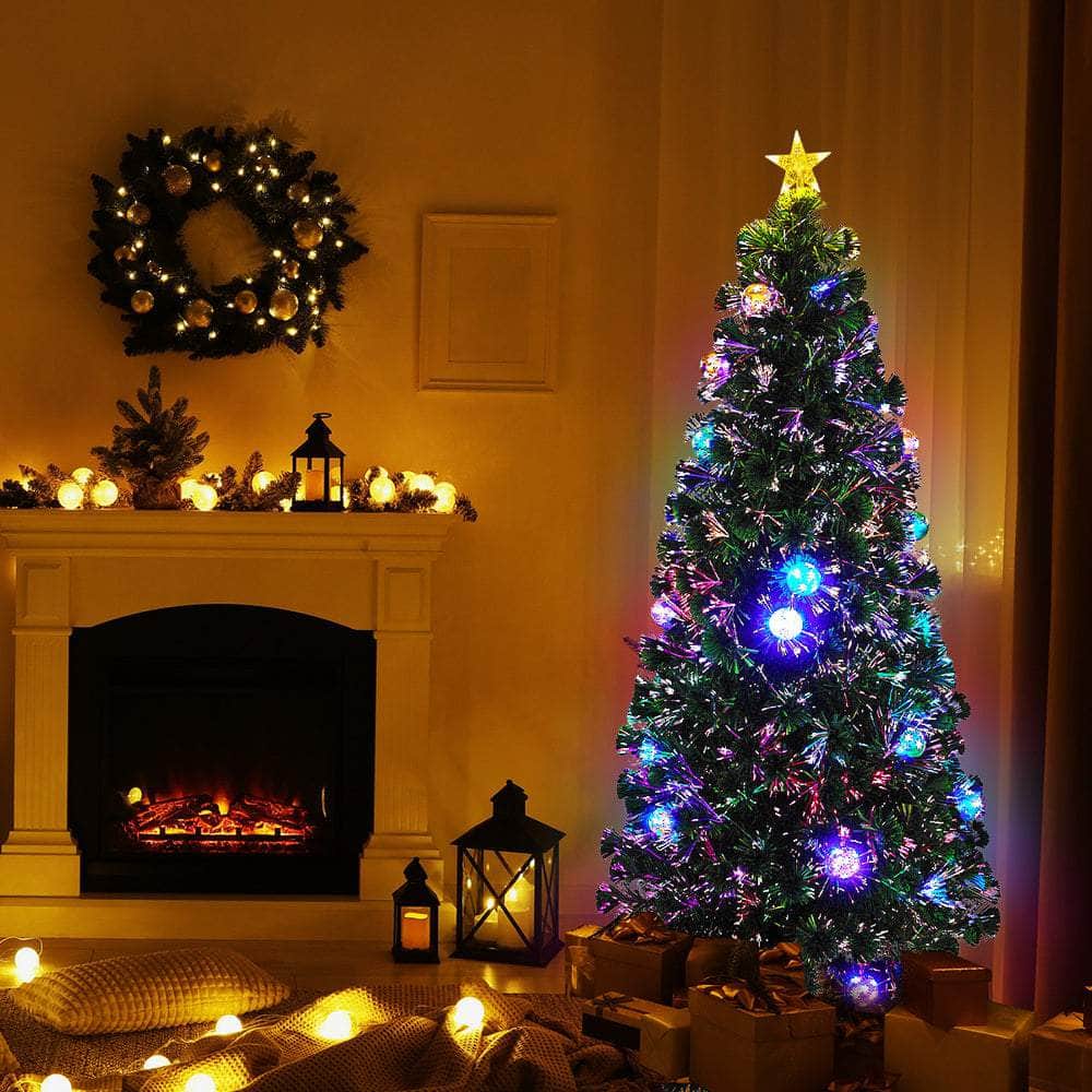 LED Christmas Tree 1.8M 6FT Fibre-Optic Flash Lights Artificial Xmas Decor