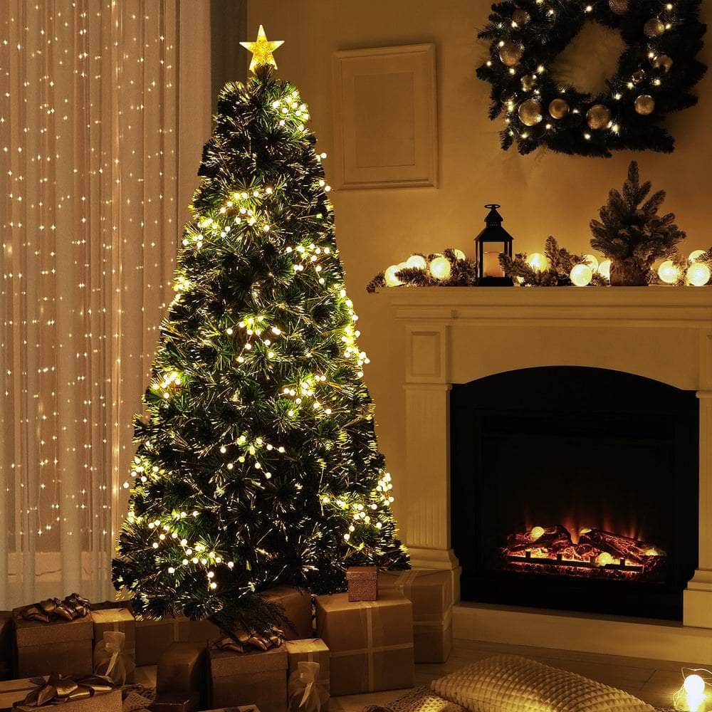 LED Christmas Tree 1.8M 6FT Fibre-Optic Flash Lights Artificial Xmas Decor