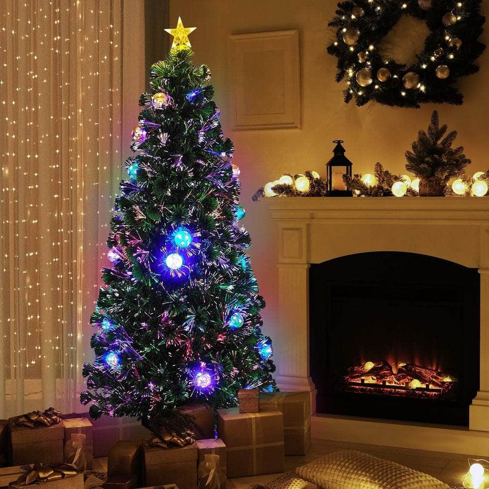 LED Christmas Tree 1.8M 6FT Fibre-Optic Flash Lights Artificial Xmas Decor