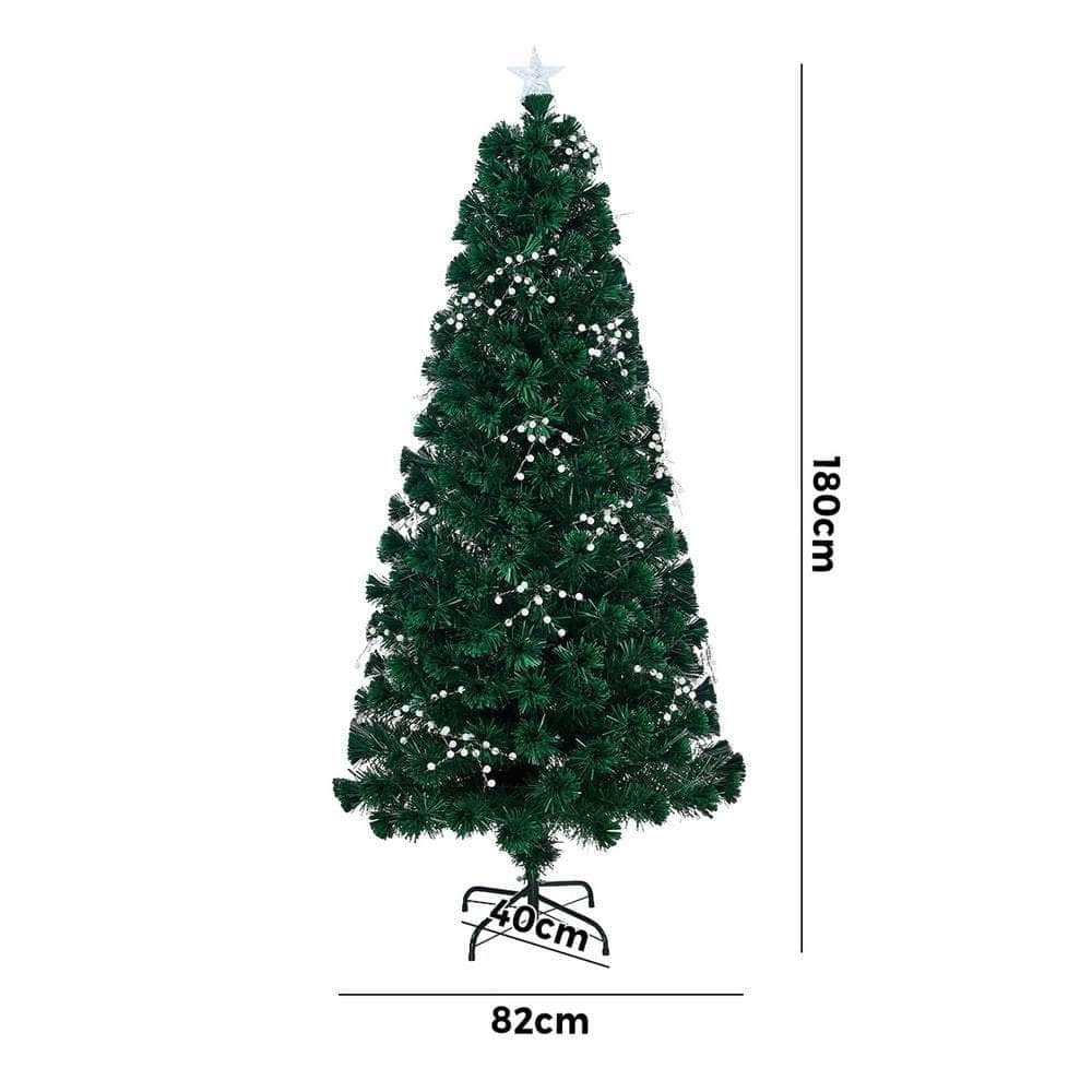 LED Christmas Tree 1.8M 6FT Fibre-Optic Flash Lights Artificial Xmas Decor