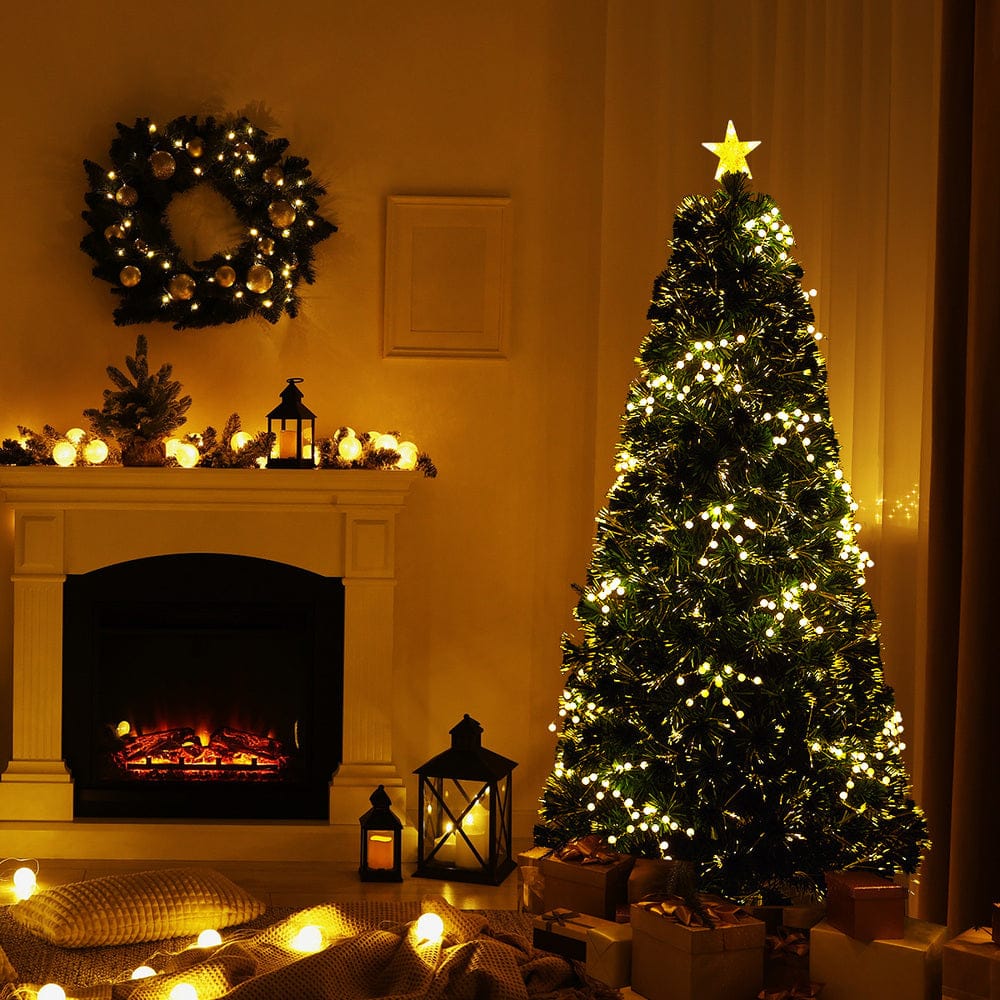 LED Christmas Tree 1.8M 6FT Fibre-Optic Flash Lights Artificial Xmas Decor