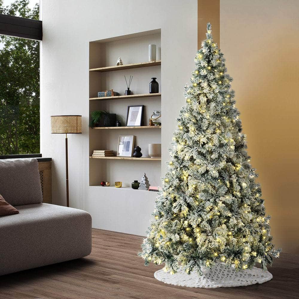 LED Christmas Tree 1.8M 6FT with Tree Skirt Light Snow-sprayed Green
