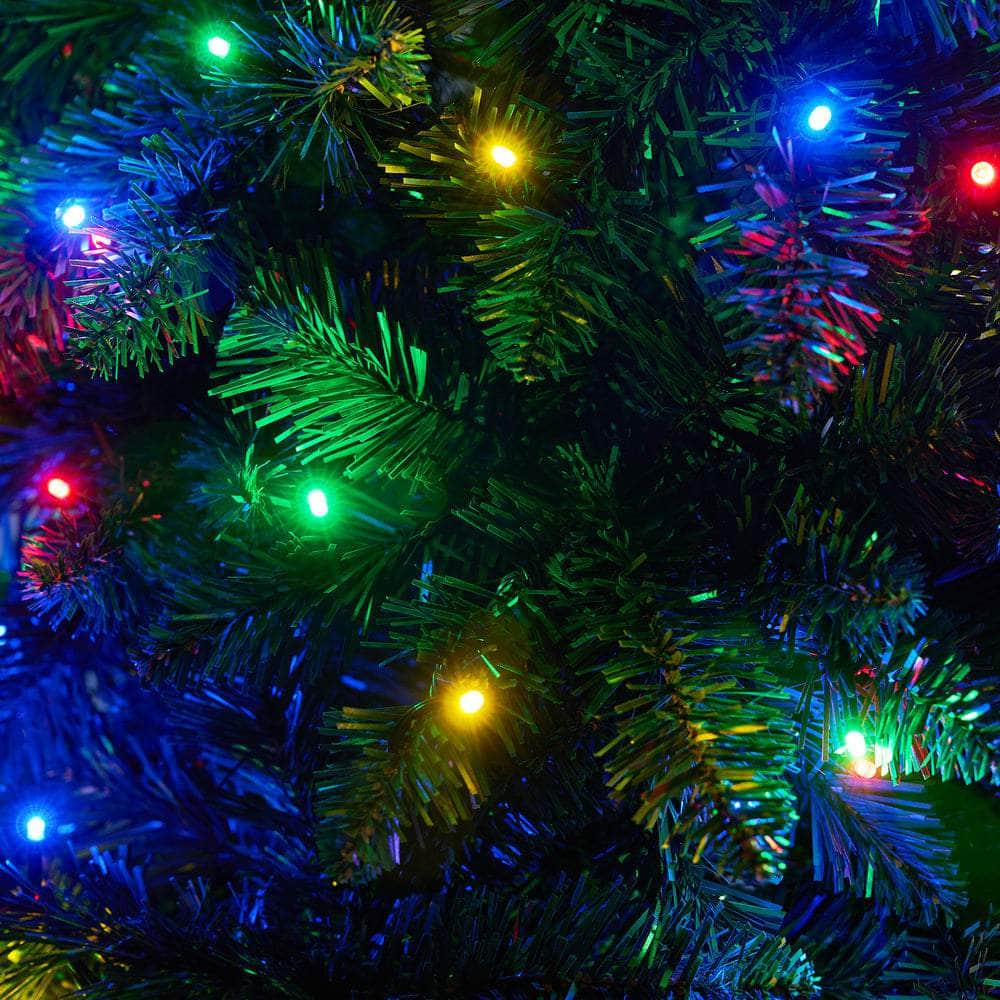 LED Christmas Tree 2.1 2.4 & 1.8M 6FT Multi-Colour Lights 8 Flash Modes Pre-Lit
