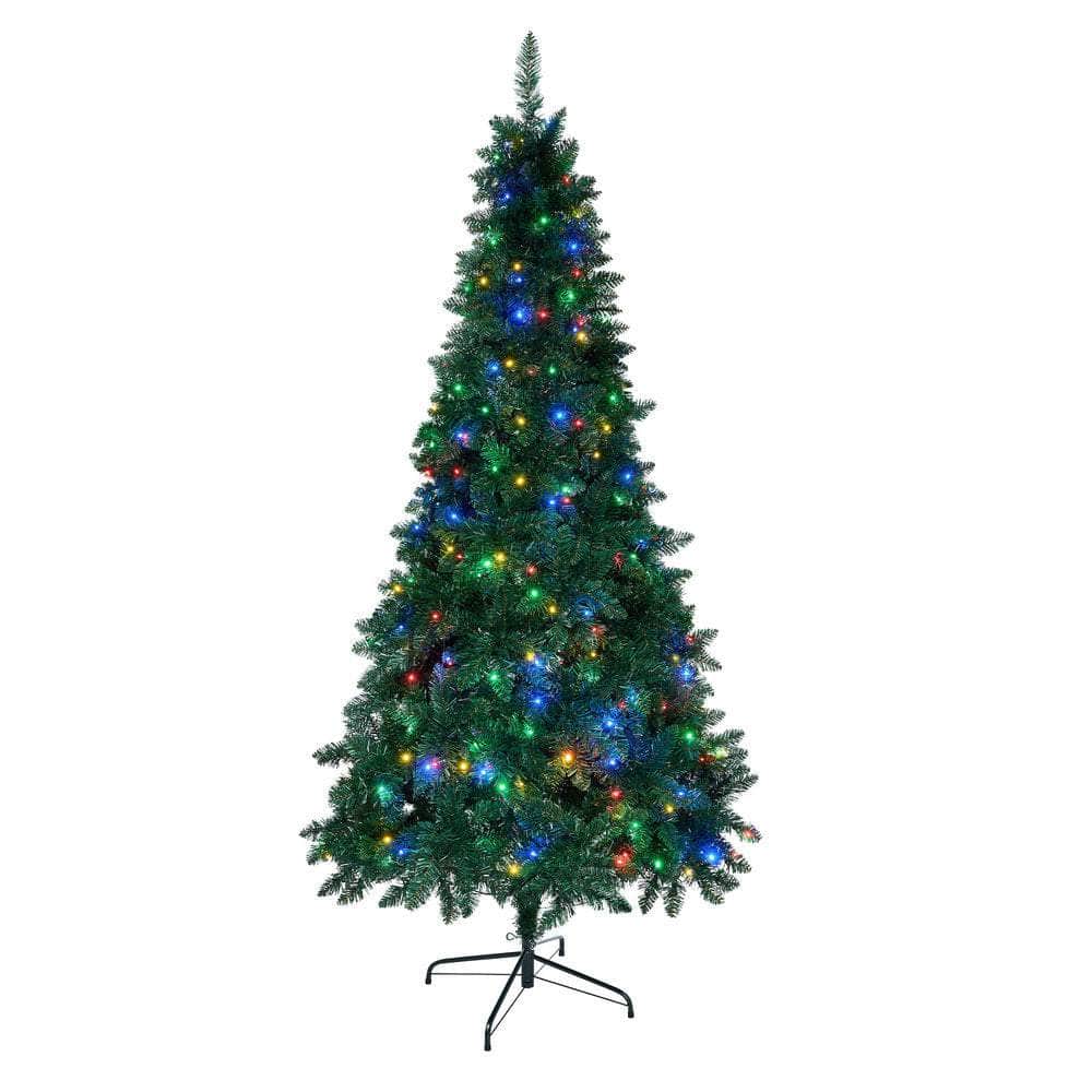 LED Christmas Tree 2.1 2.4 & 1.8M 6FT Multi-Colour Lights 8 Flash Modes Pre-Lit
