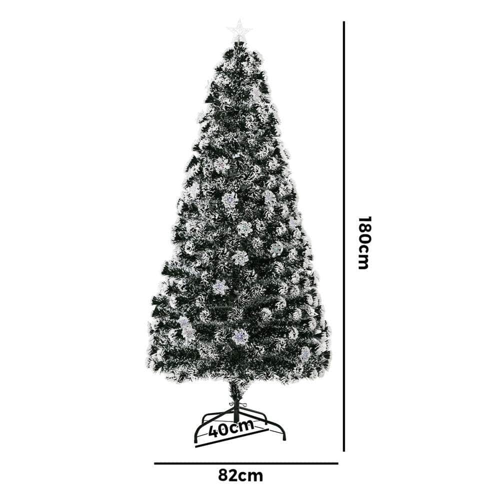 LED Christmas Tree 2.1M 7FT & 8FT Snow-Frosted Green with Tree Skirt Xmas Decor