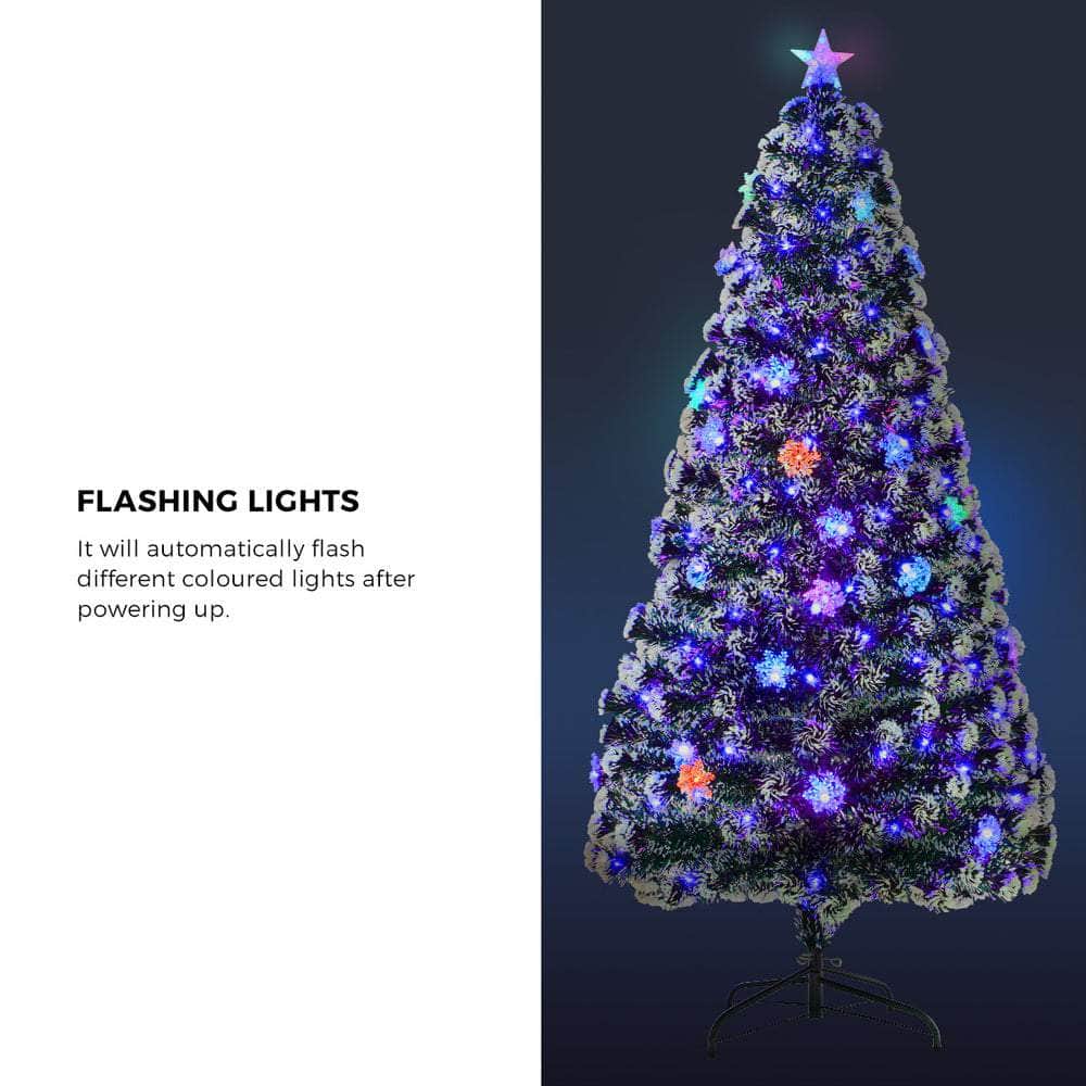 LED Christmas Tree 2.1M 7FT & 8FT Snow-Frosted Green with Tree Skirt Xmas Decor