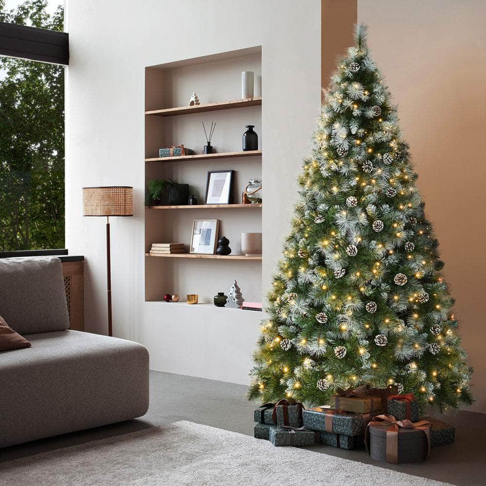 LED Christmas Tree 2.1M 7FT Pre-lit Light 8 Flash Modes Pine Cones
