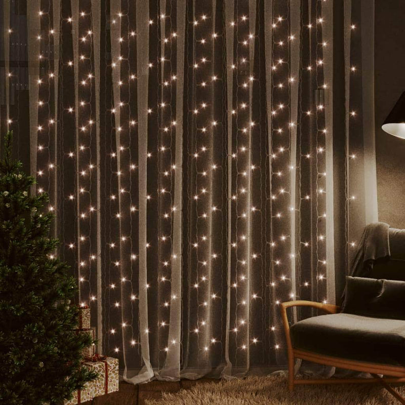 LED Curtain Fairy Lights 3x3m 300 LED Warm White 8 Function, Christmas Lighting