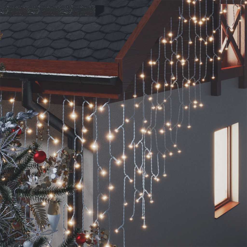 LED Curtain Icicle Lights 400 LED Warm White 8 Function | Christmas Lighting