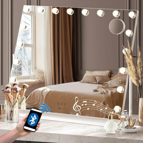LED Hollywood Mirrors Makeup Rotatable Mirror Magnifying Bluetooth