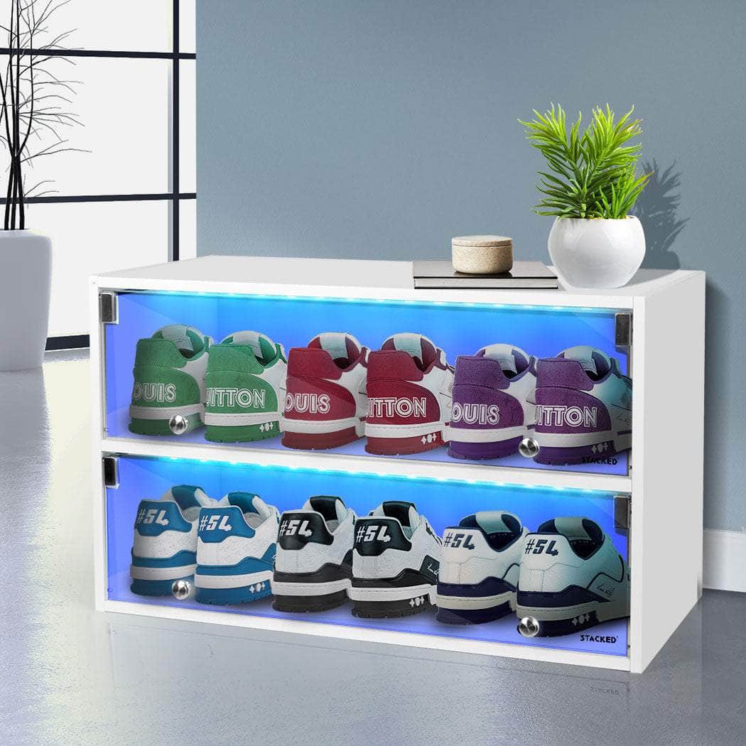 Stackable Shoe Storage Led LED-Lit Shoes Storage Cabinet with Stackable Rack Sneaker – Simple deals