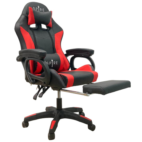 LED Massage Gaming Chair Spire Onyx Red and Black Ergonomic Office