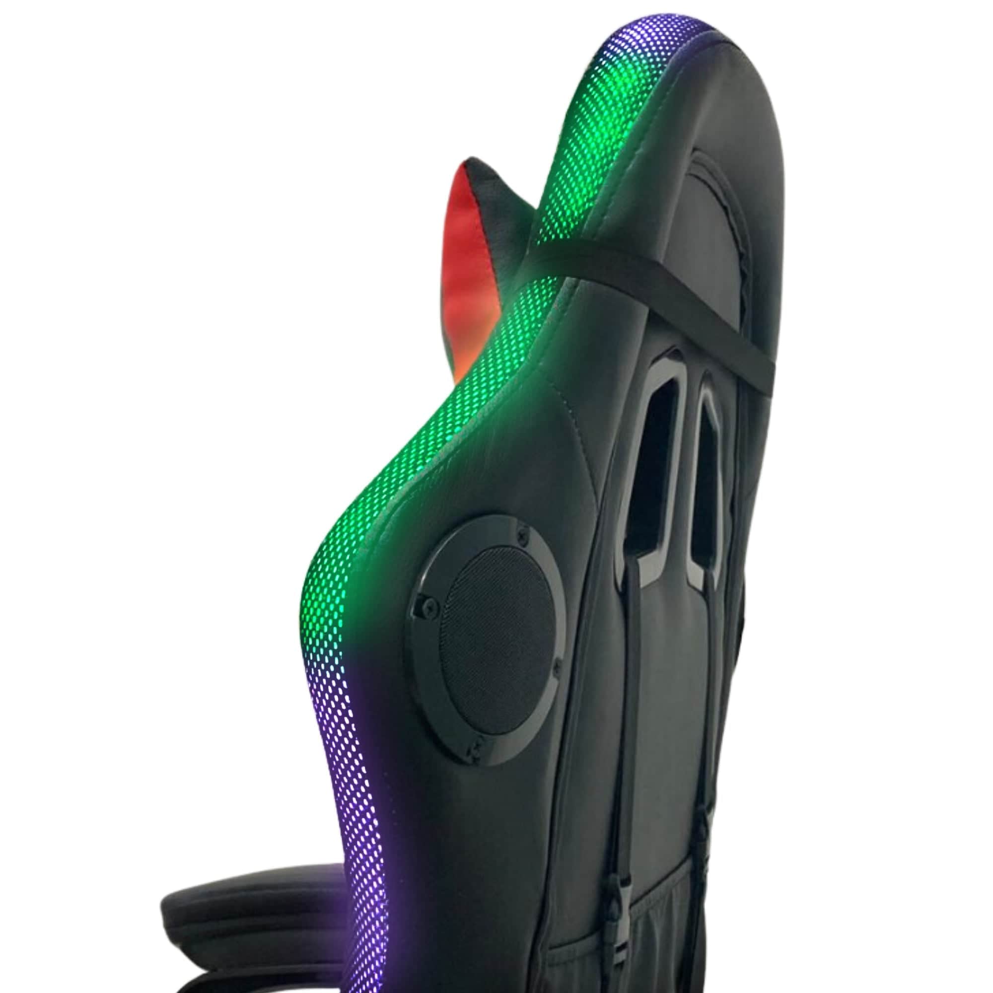 LED Massage Gaming Chair Spire Onyx Red and Black Ergonomic Office