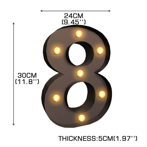LED Metal Number Lights Free Standing Hanging Marquee Event Party Decor Number 8