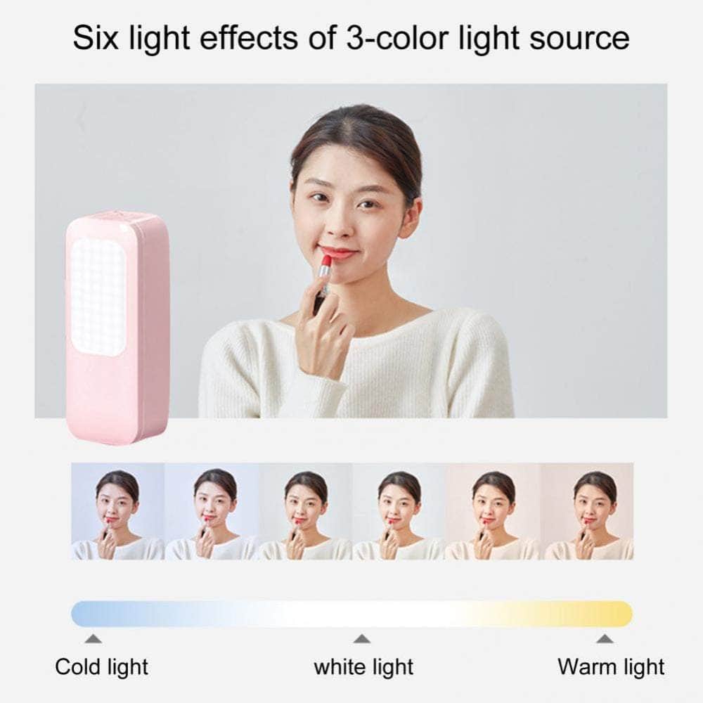 Led Portable Phone Holder Stand Wireless Remote Dimmable Selfie Fill Light Lamp Pink
