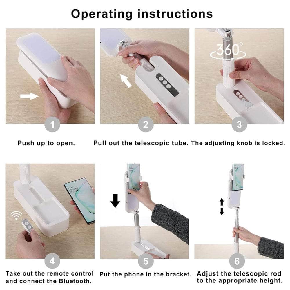 Led Portable Phone Holder Stand Wireless Remote Dimmable Selfie Fill Light Lamp Pink