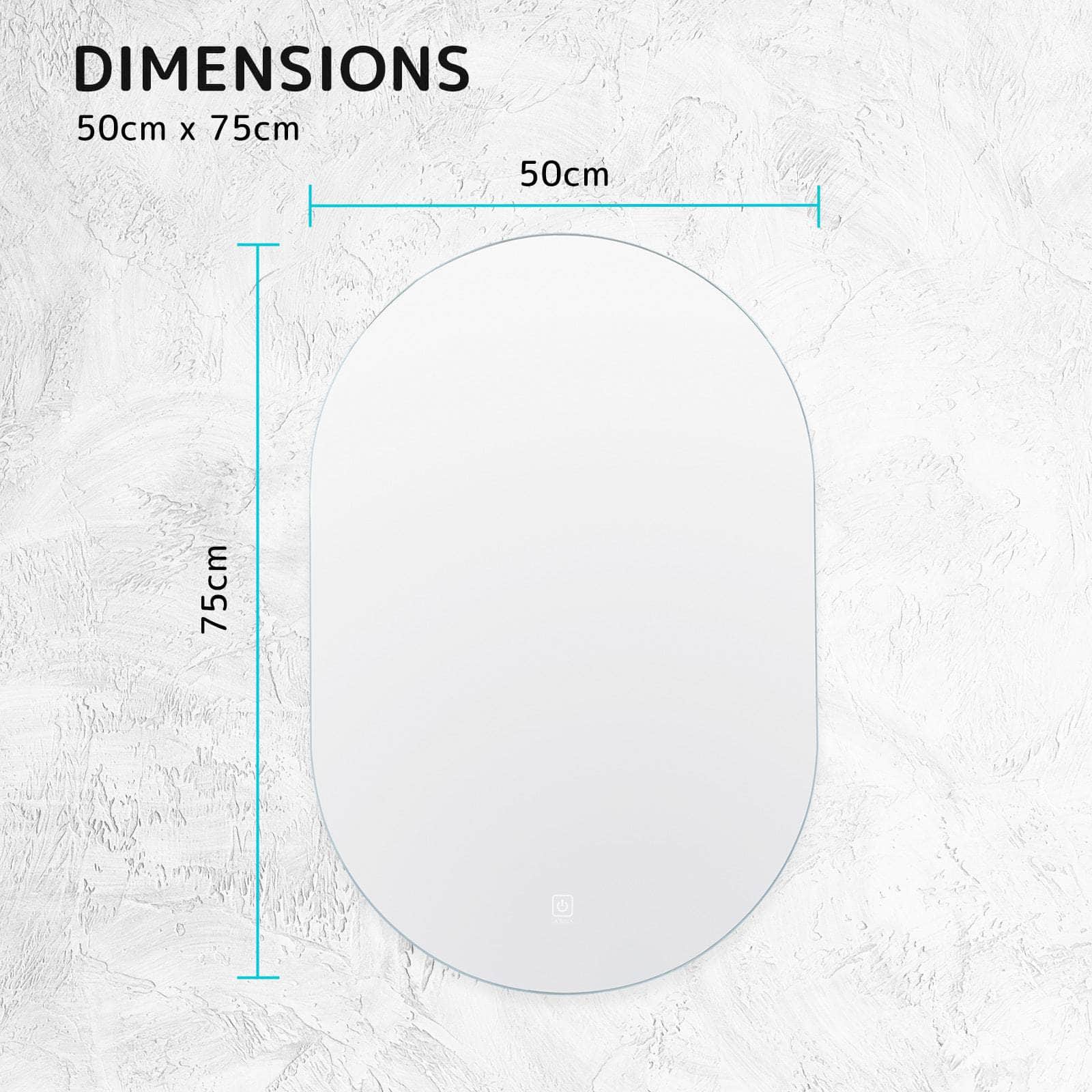 LED Wall Mirror Oval Anti-Fog Bathroom 50x75cm