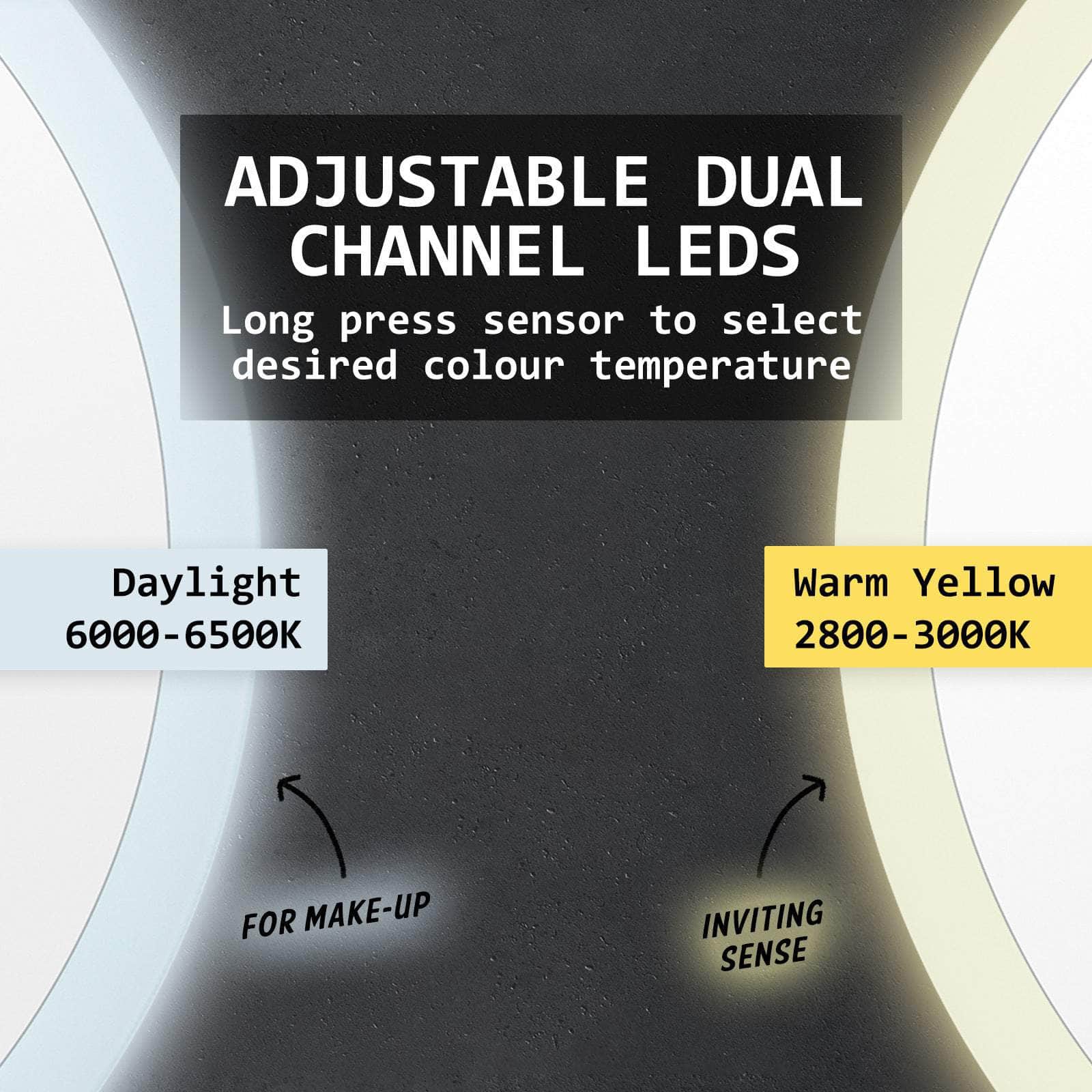 LED Wall Mirror Round Anti-Fog Bathroom 50cm