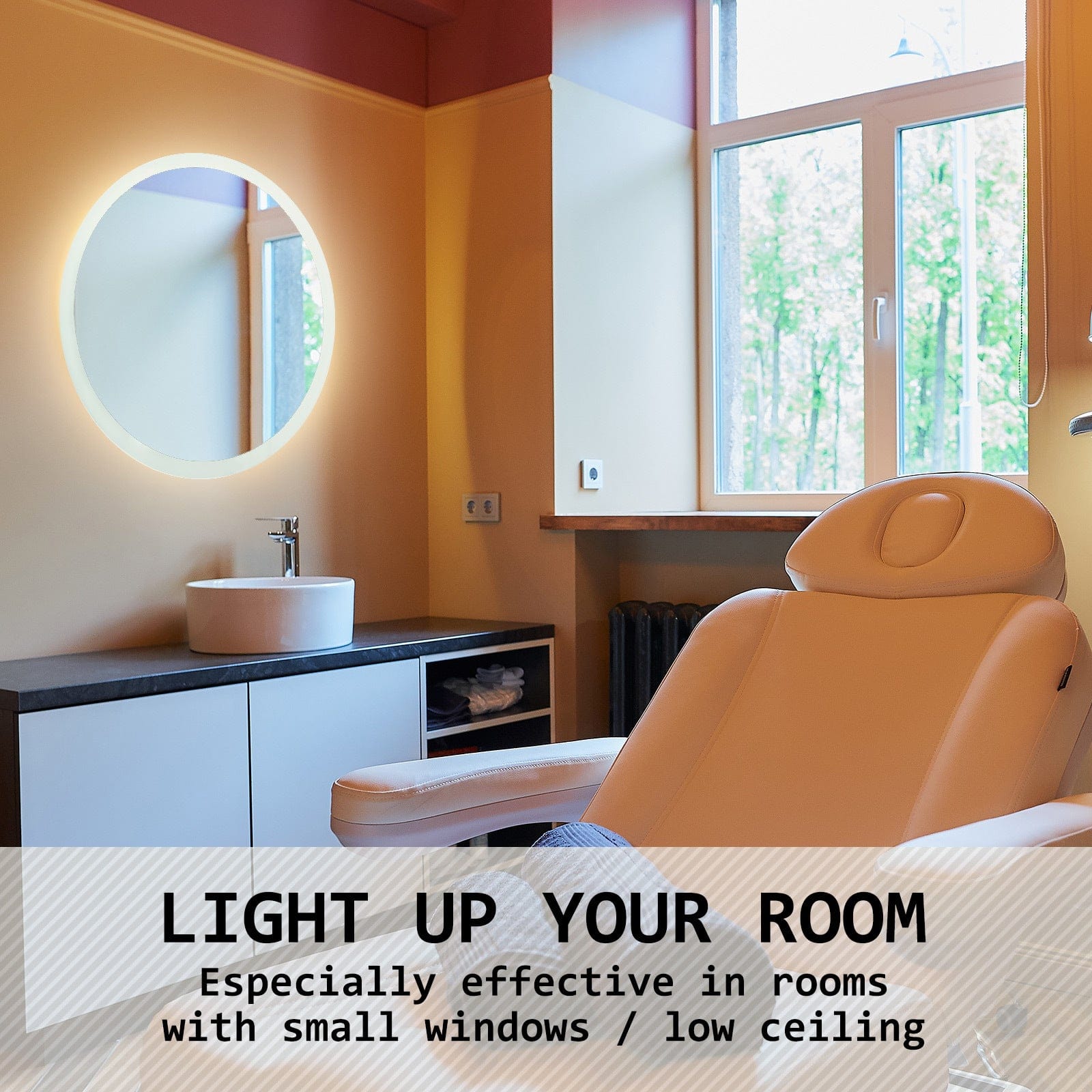 LED Wall Mirror Round Anti-Fog Bathroom 50cm with Mirrors - photo 17