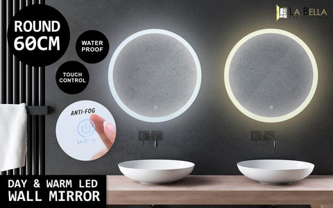 Led Wall Mirror Round Anti-Fog Bathroom 60Cm