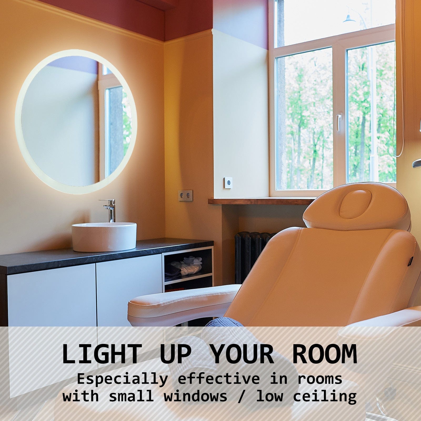 LED Wall Mirror Round Anti-Fog Bathroom 70cm - Mirrors