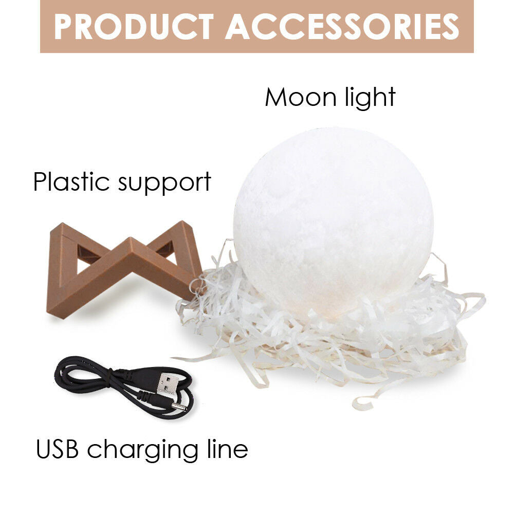 Moonlight Touch Sensor Diameter - 3D Magical Moon Lamp USB LED Night Light Large