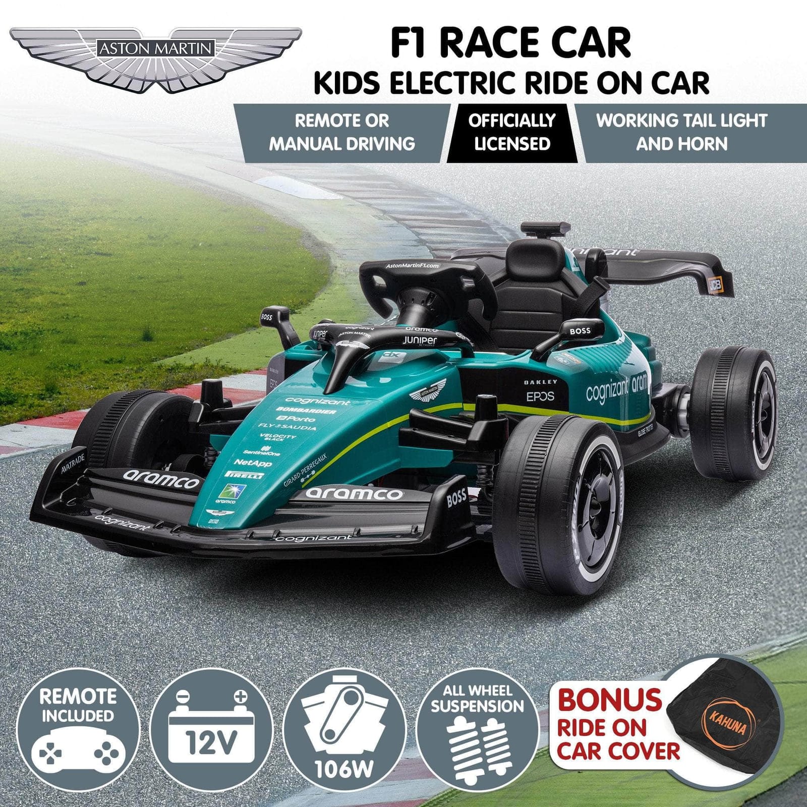 Licensed Electric Kids Ride-On Race Car -- 12V Battery