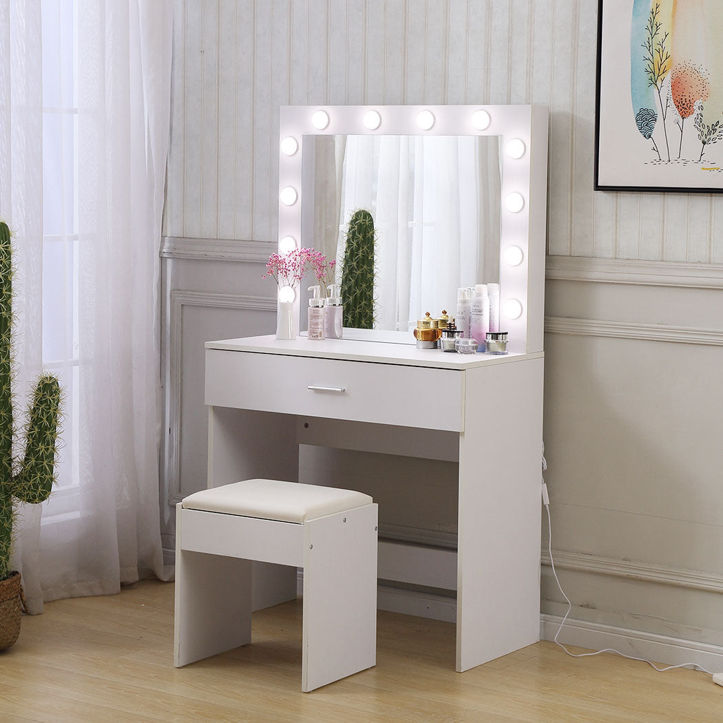 Dressing Table Set with Mirror Stylish Makeup Vanity Organizer