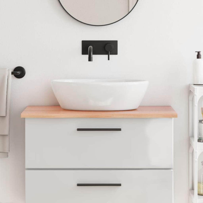 Light Brown-Treated Solid Wood Bathroom Countertop | Brown colour