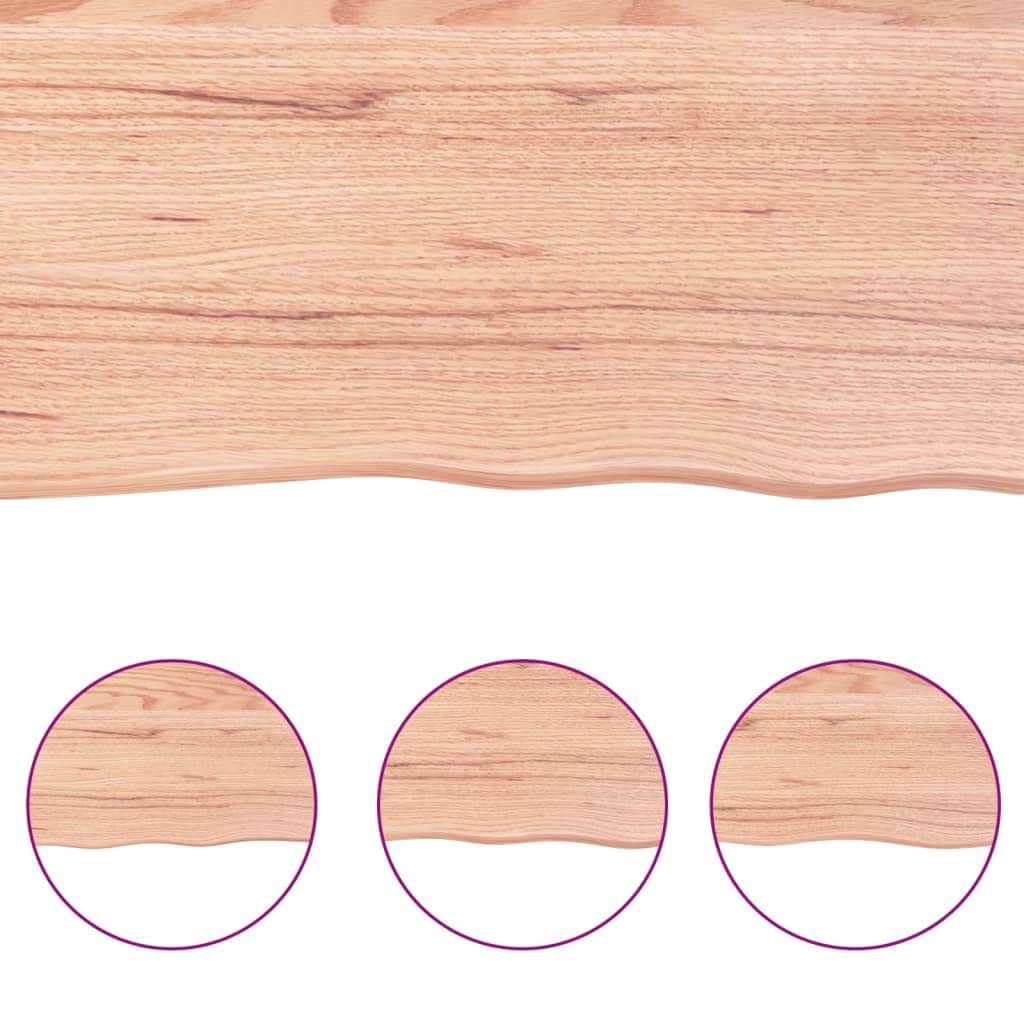 Worktops - Light Brown-Treated Solid Wood Bathroom Countertop